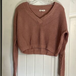 Aeropostale Dusty Pink V-Neck Cropped Sweater